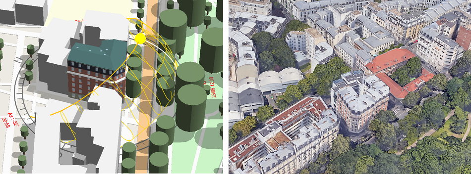 Modélisation et vue aérienne copropriété Gambetta