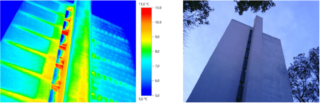 Mise en évidence de ponts thermiques sur la façade